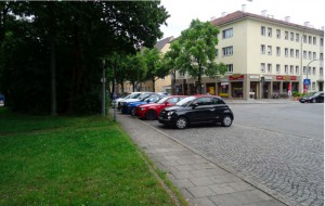 Der geplante Standort für das Fahrradvermietsystem „MVG Rad“ am Herkomerplatz