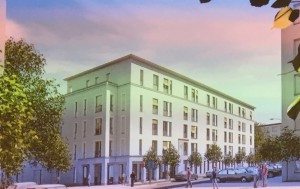 Zum besseren Vergleich mit der neuen Planung: das ursprünglich vorgesehene Wohngebäude mit Erdgeschoss und vier Stockwerken. Foto: hgb