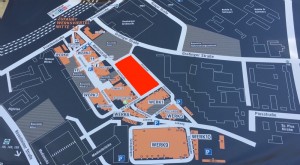 Plan des Werksviertels im Berg am Laim. Rot markiert die Fläche für das Konzerthaus.   Foto: hgb